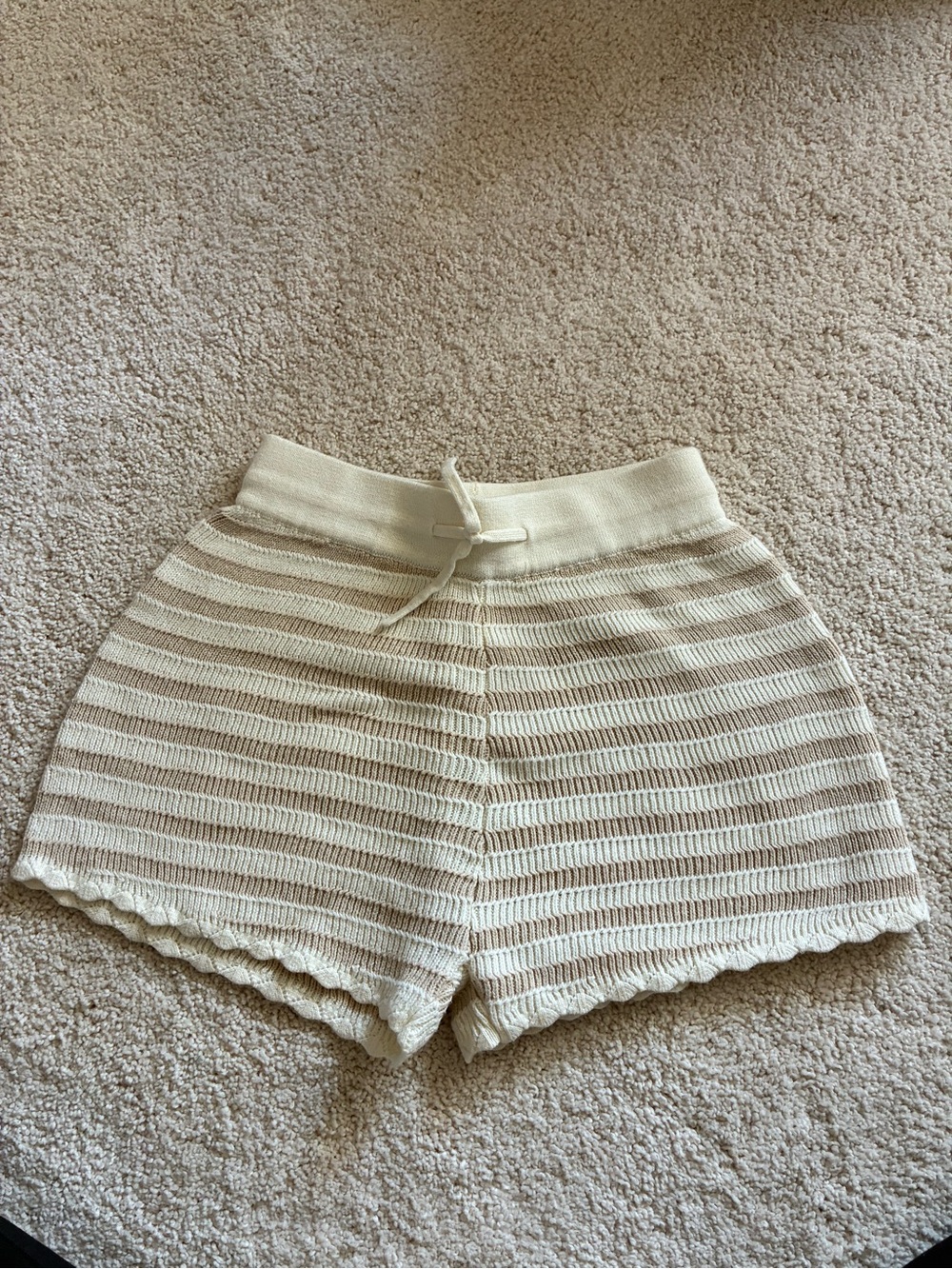 Rylee + Cru Cream Striped Knit High-Waist Shorts